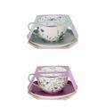TAZZA CON PIATTINO D. 10 X H 6 CM 2 DECORI ASS