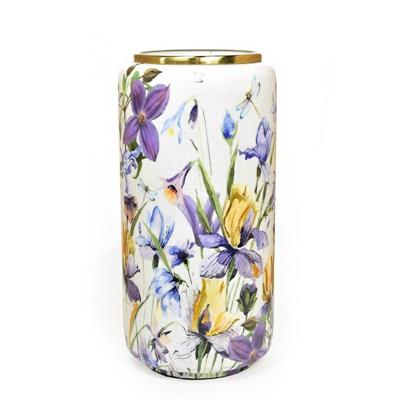 VASO IN METALLO DECORATO ENAMEL ORO 20 X 20 X H 41 CM