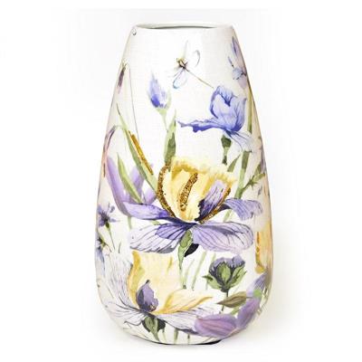 VASO IN METALLO DECORATO ENAMEL ORO 18 X 18 X H 30 CM