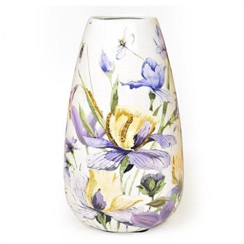 VASO IN METALLO DECORATO ENAMEL ORO 18 X 18 X H 30 CM