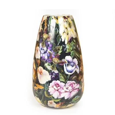 VASO IN METALLO DECORATO ENAMEL ORO 18 X 18 X H 30 CM