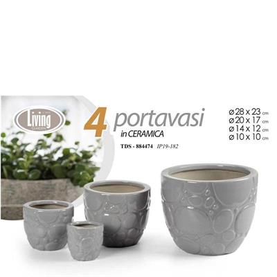 CASPO CERAMICA SET 4 PZ DECORO PIETRA GRIGIO