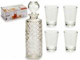 BOTTIGLIA LIQUORE ENGRAVED CON 4 BICCHIERINI SHOTS