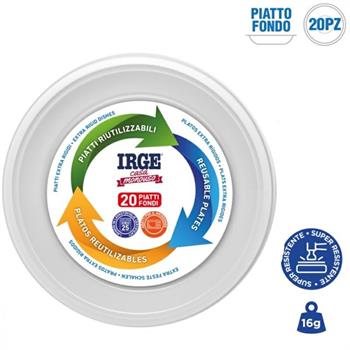 PIATTO FONDO RIUTILIZZABILE D. 22 CM CONF. 20 PZ