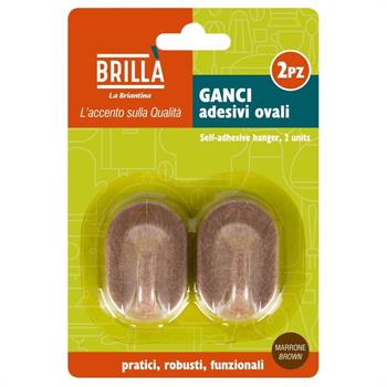 GANCIO ADESIVO OVALE MARRONE CONF. 2 PZ