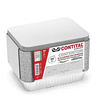 CONTENITORE RETTANGOLARE ALLUMINIO CON COPERCHIO 4 POR 50 PZ