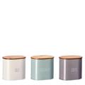BARATTOLO IN LATTA COPERCHIO BAMBOO 15 X 11 X H 14 CM 3 ASS
