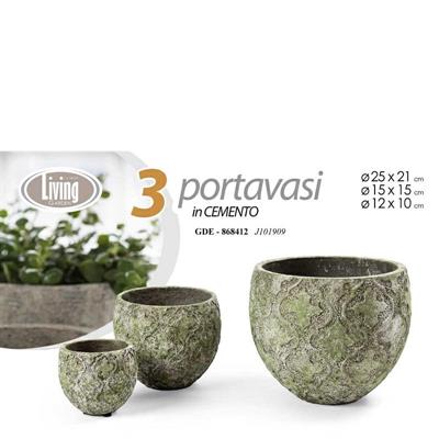 CASPO PORTAVASI IN CEMENTO SET 3 PZ 25 X 21/17 X 15/12 X 10