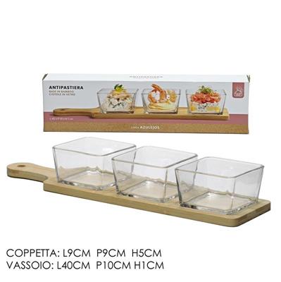 ANTIPASTIERA AZULEJOS CON VASSOIO SET 3 PZ