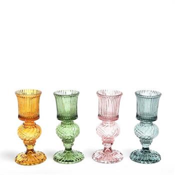 PORTACANDELA IN VETRO D. 8,5 A H 18,5 CM COLORI ASS