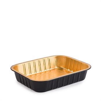 CONTENITORE RETTANGOLARE 23,6 X 18,5 CM ORO NERO CONF. 50 PZ