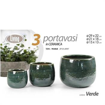 CASPO CERAMICA SET 3 PZ 29/21/15 CM VERDE