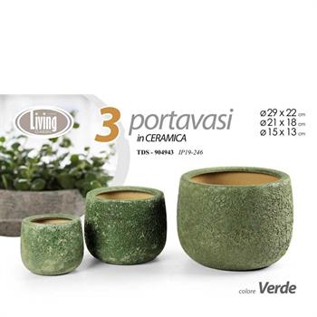 CASPO CERAMICA SET 3 PZ 29/21/15 CM DECORO PIETRA VERDE