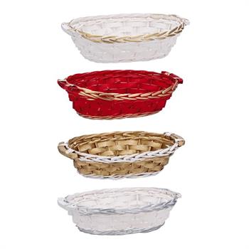 CESTINO OVALE NATALIZIO 39 X 28 X H 11 CM 4 COLORI ASS