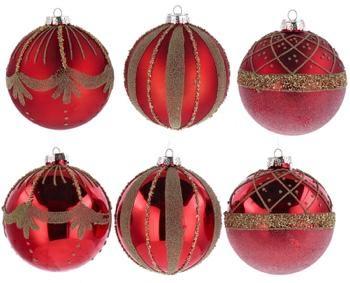 PALLA NATALIZIA IN VETRO ROSSO D. 12 CM ASS