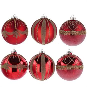PALLA NATALIZIA IN VETRO ROSSO D. 12 CM ASS