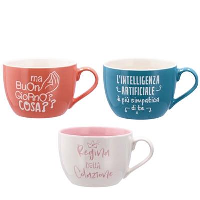 TAZZA PORCELLANA D. 15 X H 8 CM 3 ASS