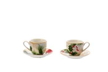 TAZZA CAFFE' NATALIZIA 90 ML D. 7 X H 5 CM SET 2 PZ