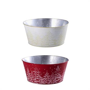 VASO TONDO NATALIZIO IN FERRO D. 29 X H 13 CM 2 ASS