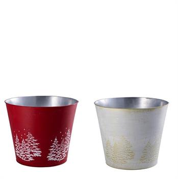 VASO TONDO NATALIZIO IN FERRO D. 28 X H 23 CM 2 ASS