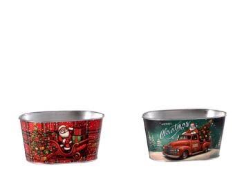 VASO OVALE NATALIZIO IN FERRO 18 X 12 X H 9 CM 2 ASS