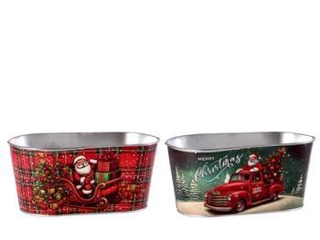 VASO OVALE NATALIZIO IN FERRO 24 X 14 X H 11 CM 2 ASS