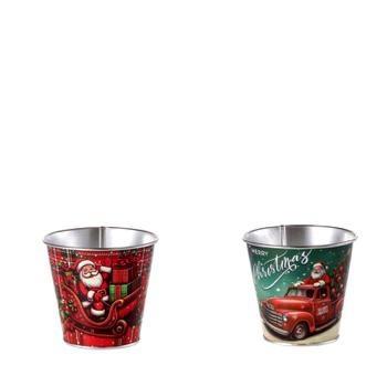 VASO TONDO NATALIZIO IN FERRO D. 11 X H 10 CM 2 ASS