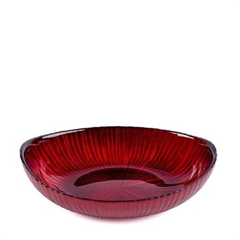 CIOTOLA OVALE ROSSA IN VETRO 21 X 13,5 X H 6 CM