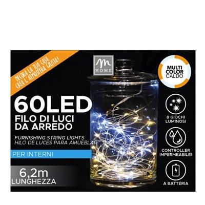 LUCI FILO 60 LED BICOLORE BIANCO CALDO E FREDDO A BATTERIA