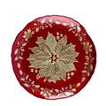 PIATTO TONDO DECORATO ROSSO/ORO IN VETRO D. 33 X H 2 CM
