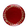 PIATTO TONDO DECORATO ROSSO/ORO IN VETRO D. 33 X H 2 CM