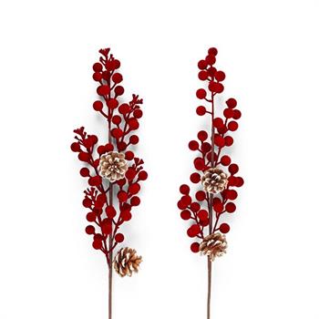 RAMO PICK BACCHE CON PIGNE 61 CM ASS