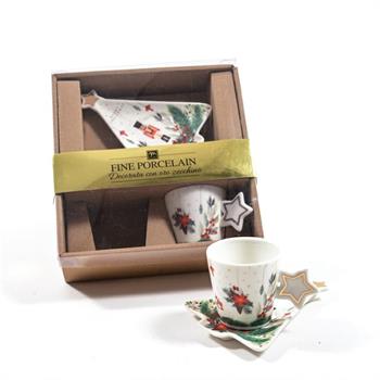 TAZZA CAFFE' CON PIATTINO PORCELLANA CON ORO ZECCHINO 2 PZ