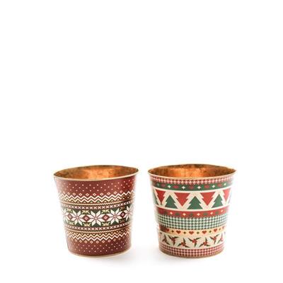 VASO DECORATO IN LATTA D. 15 X H 13,5 CM
