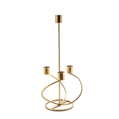 PORTACANDELA ORO IN METALLO 4 FUOCHI 13 X 13 X H 31 CM