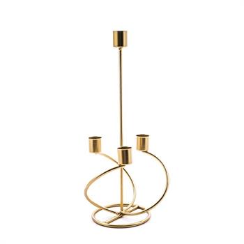 PORTACANDELA ORO IN METALLO 4 FUOCHI 13 X 13 X H 31 CM