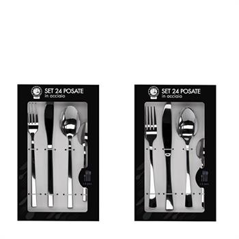 POSATE ACCIAIO CONF. 24 PZ 2 MODELLI ASS