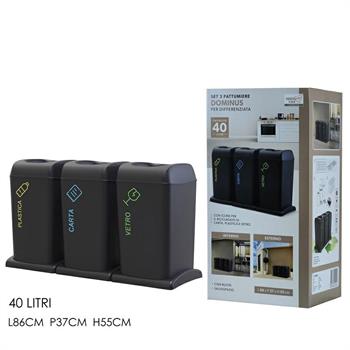 PATTUMIERA DOMINUS DIFFERENZIATA 40 LT SET 3 PZ