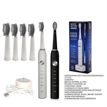 SPAZZOLINO DENTI RICARICABILE WHITE ACTION USB 5 IN 1