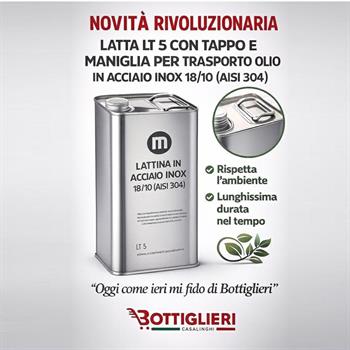 LATTA PER OLIO INOX 5 LT CON TAPPO