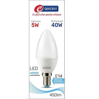 LAMPADINA CANDELA LED C37 E14 5W 6000K