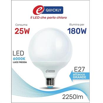 LAMPADINA GLOBO LED G120 E27 25W 6000K