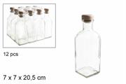 BOTTIGLIA QUADRATA IN VETRO CON TAPPO SILICONE 500ML