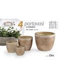 CASPO CERAMICA SET 4 PZ 29/21/15/12 CM GREZZO FOGLIA BEIGE