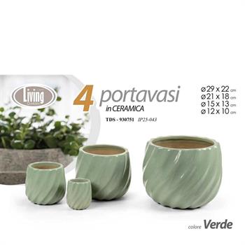 CASPO CERAMICA SET 4 PZ 29/22/15/9 CM ONDA VERDE