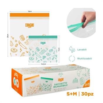 SACCO DOPPIA ZIP 16,5 X 15 + 18 X 20 CONF. 30 PZ