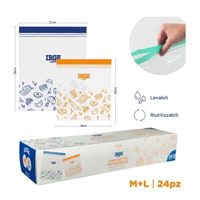 SACCO DOPPIA ZIP 18 X 20 + 27 X 28 CONF. 24 PZ