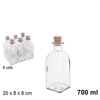 BOTTIGLIA IN VETRO 700 ML CON TAPPO SUGHERO