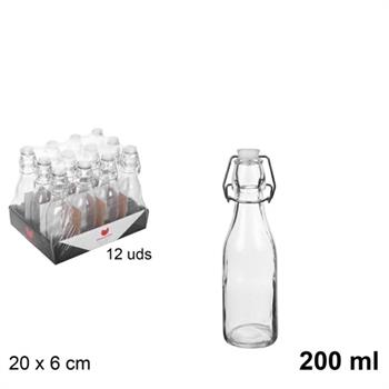 BOTTIGLIA IN VETRO 200 ML CON TAPPO MECCANICO