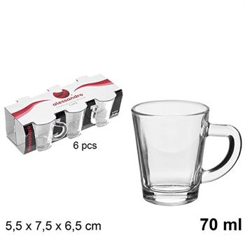 TAZZA CAFFE' IN VETRO 70 ML CONF. 6 PZ
